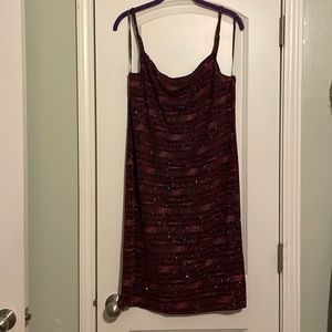 Forever 21+, maroon, rose gold, sparkly mini dress